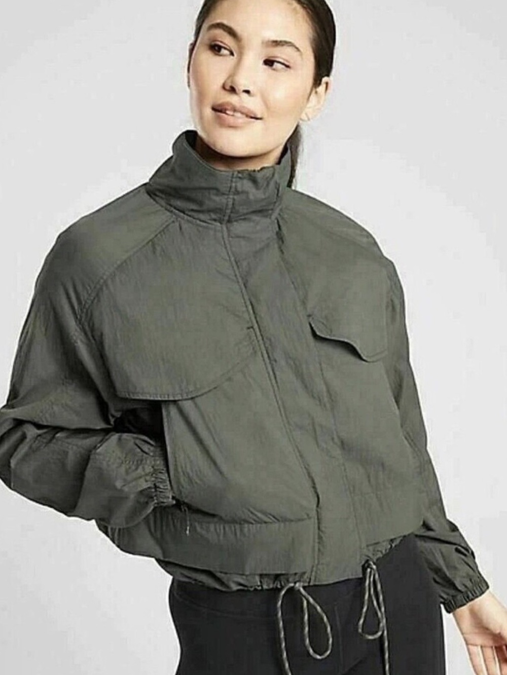 ATHLETA Green Nylon Canopy Parachute Windbreaker Jacket Size Large